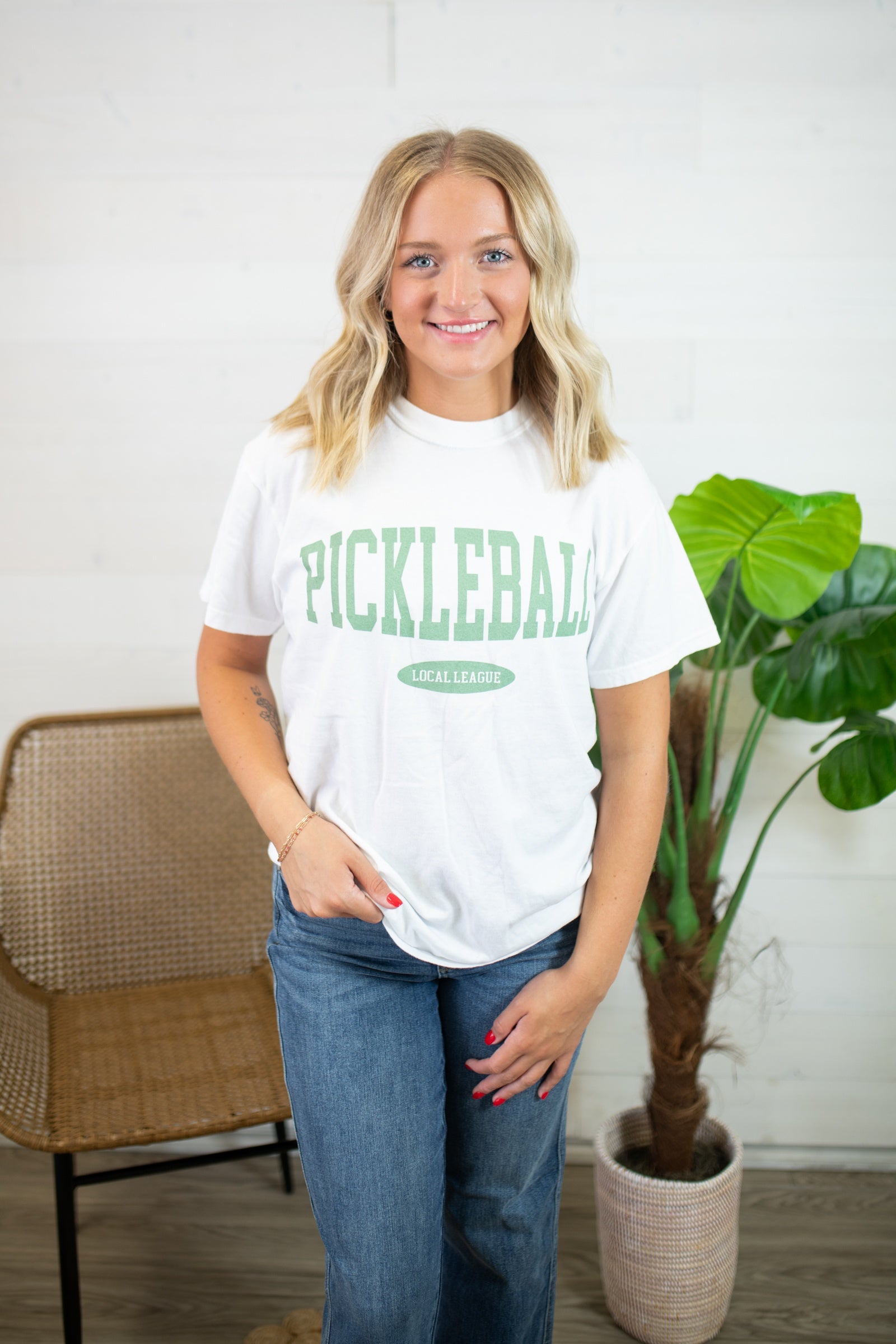 Pickleball Graphic Tee-White