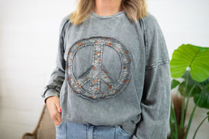 Long Sleeve Peace Patch Design-Black