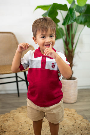 OU Short Sleeve Polo-Crimson