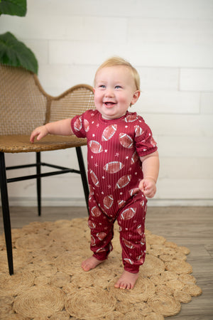 Football Romper SS-Burgundy