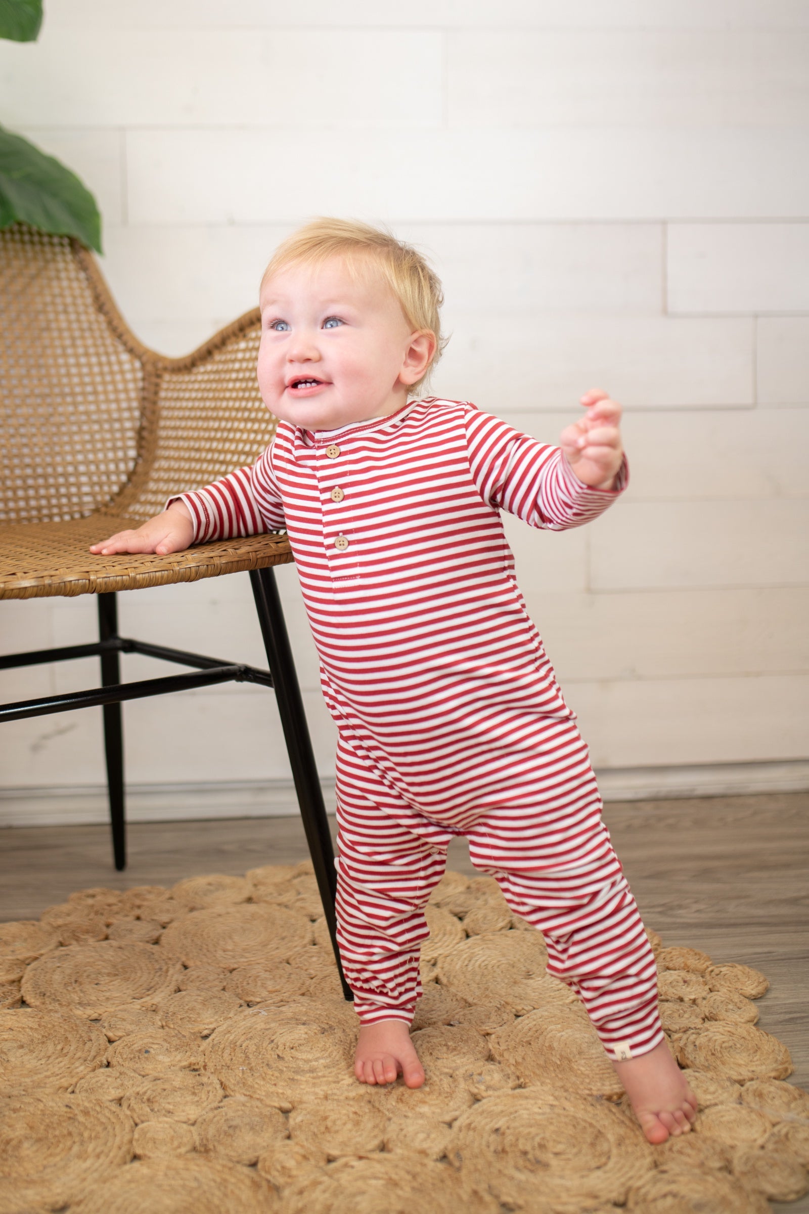 Mason Romper-Red & White