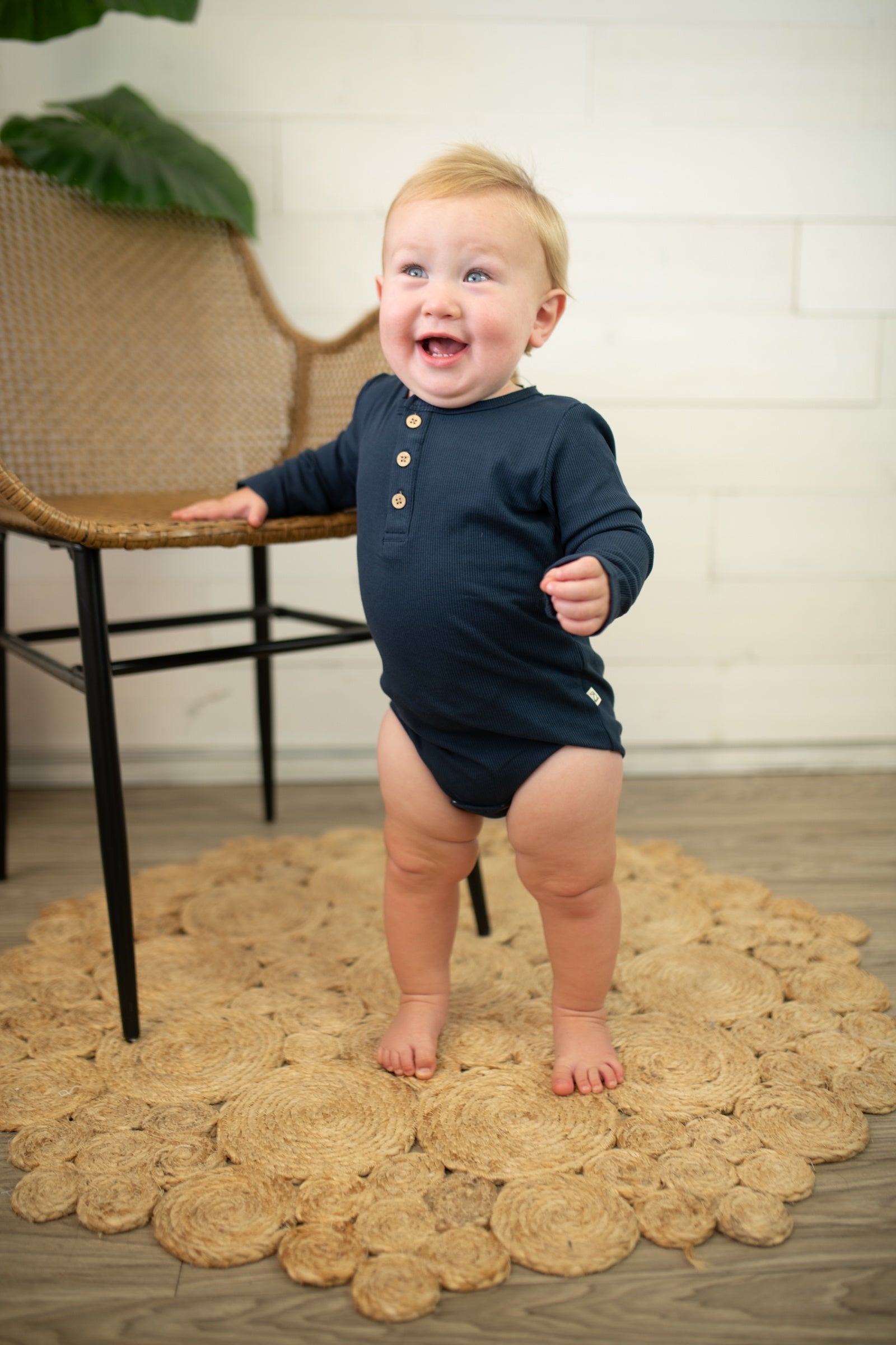 Aynor Ribbed Onesie-Navy