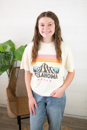 Oklahoma Mountains Graphic Tee-Ivory