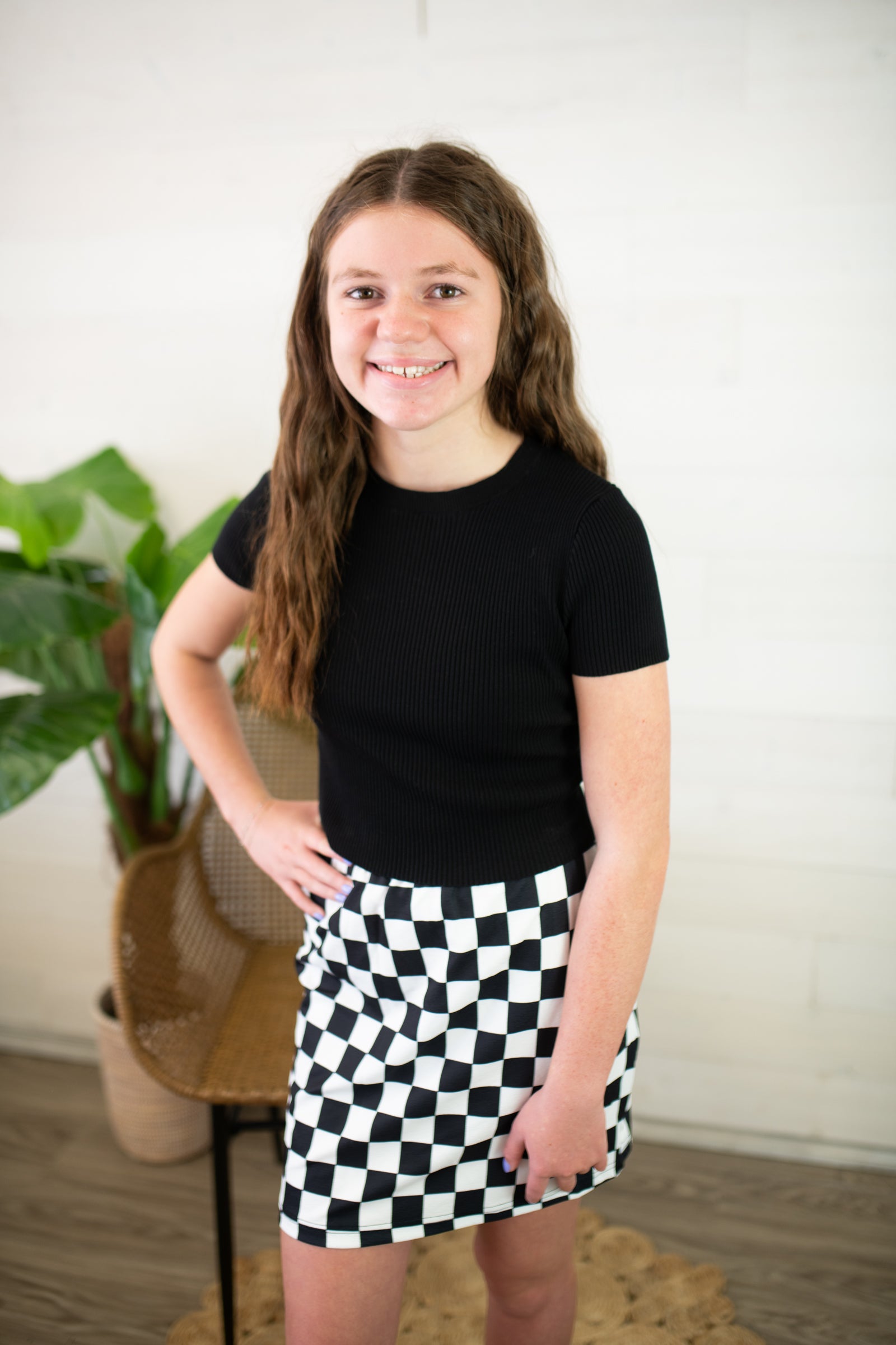 Black & White Checkered Mini Skirt