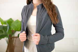 Charcoal Butter Yoga Long Sleeve Crop Jacket