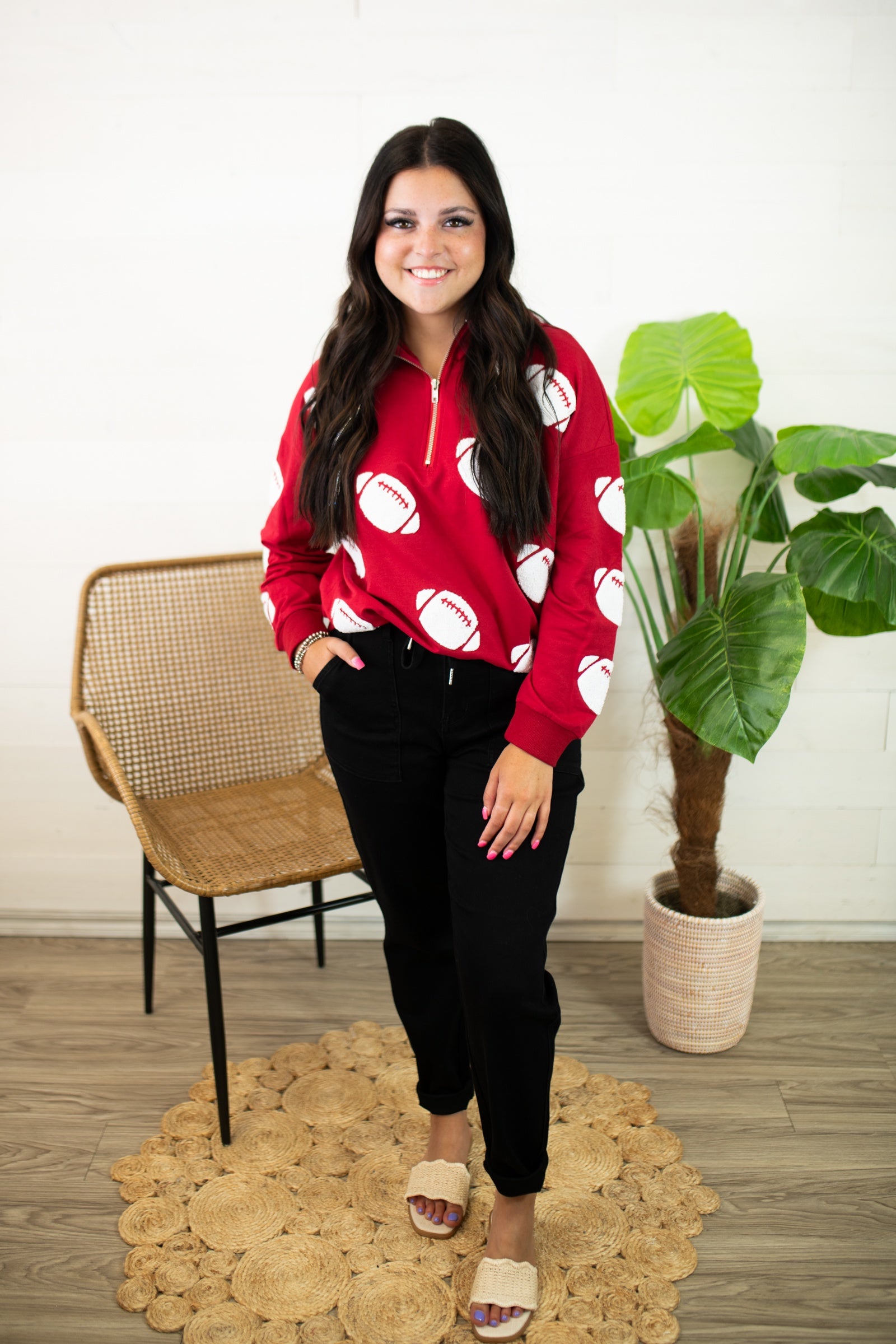 Gameday Chenille Hoodie-Red & White