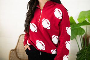 Gameday Chenille Hoodie-Red & White