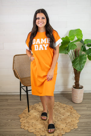 Gameday Football Dress-Orange & White