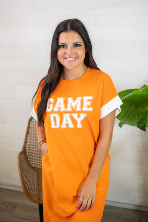 Gameday Football Dress-Orange & White