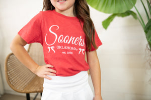 Kids OU Established Bows Graphic Tee-Crimson