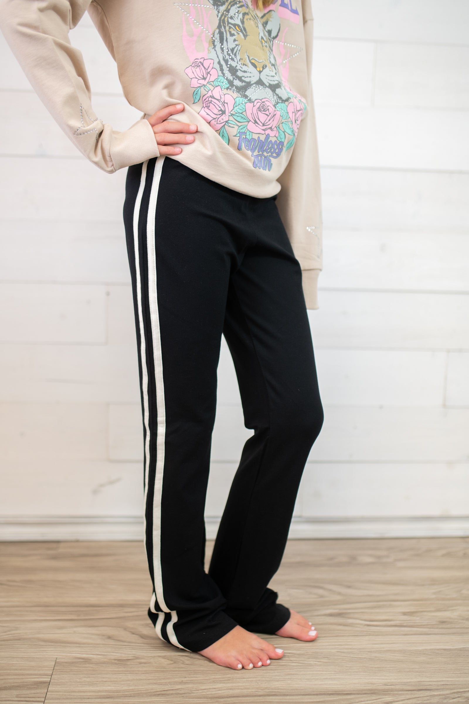 Boot Cut Legging with Side Taping Black