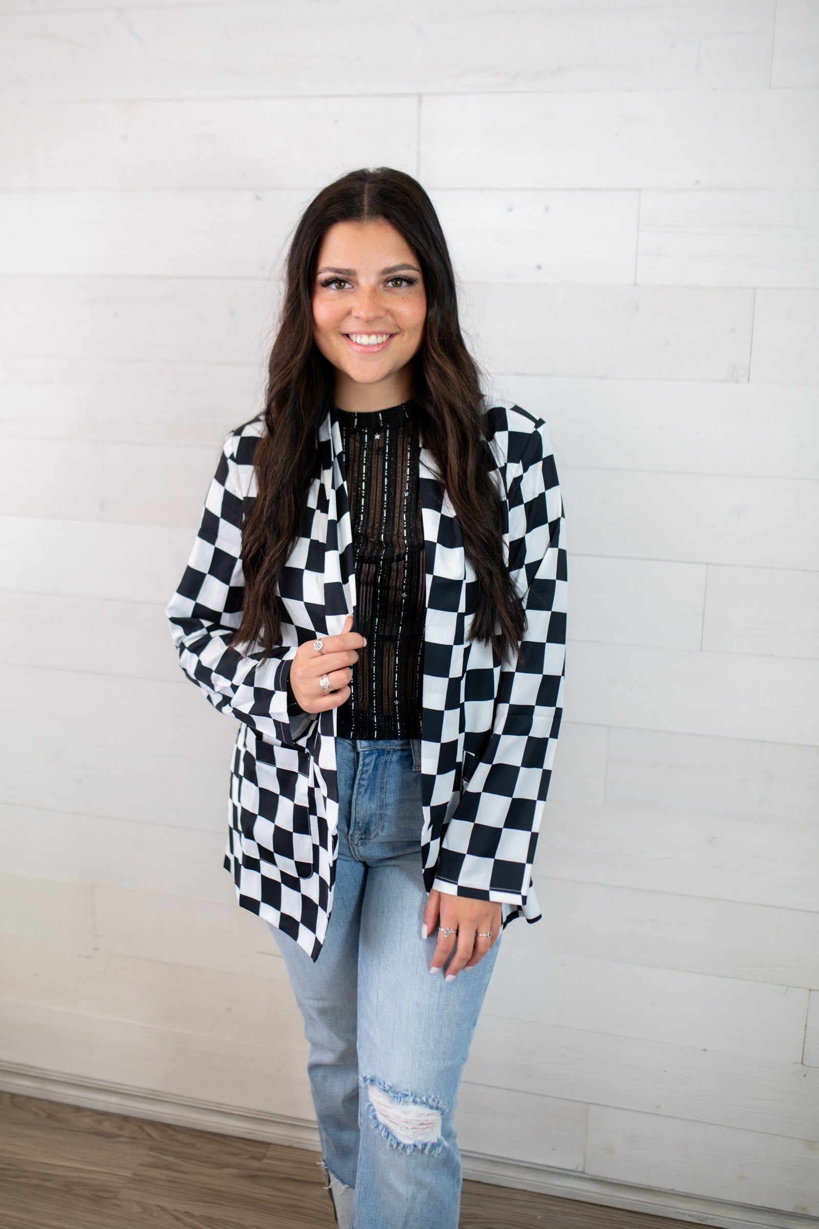 Black & White Checkered Light Weight Jacket