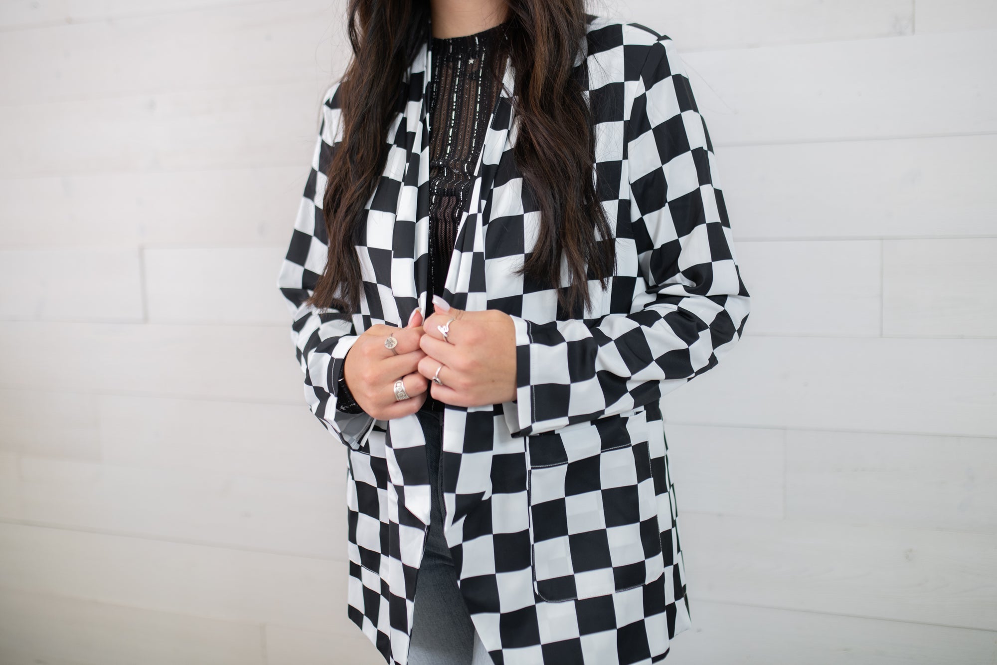 Black & White Checkered Light Weight Jacket