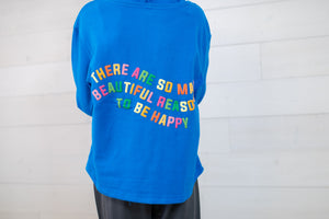 Be Happy Rainbow Hoodie-Blue