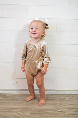 Daisy Bubble Romper-Wheat