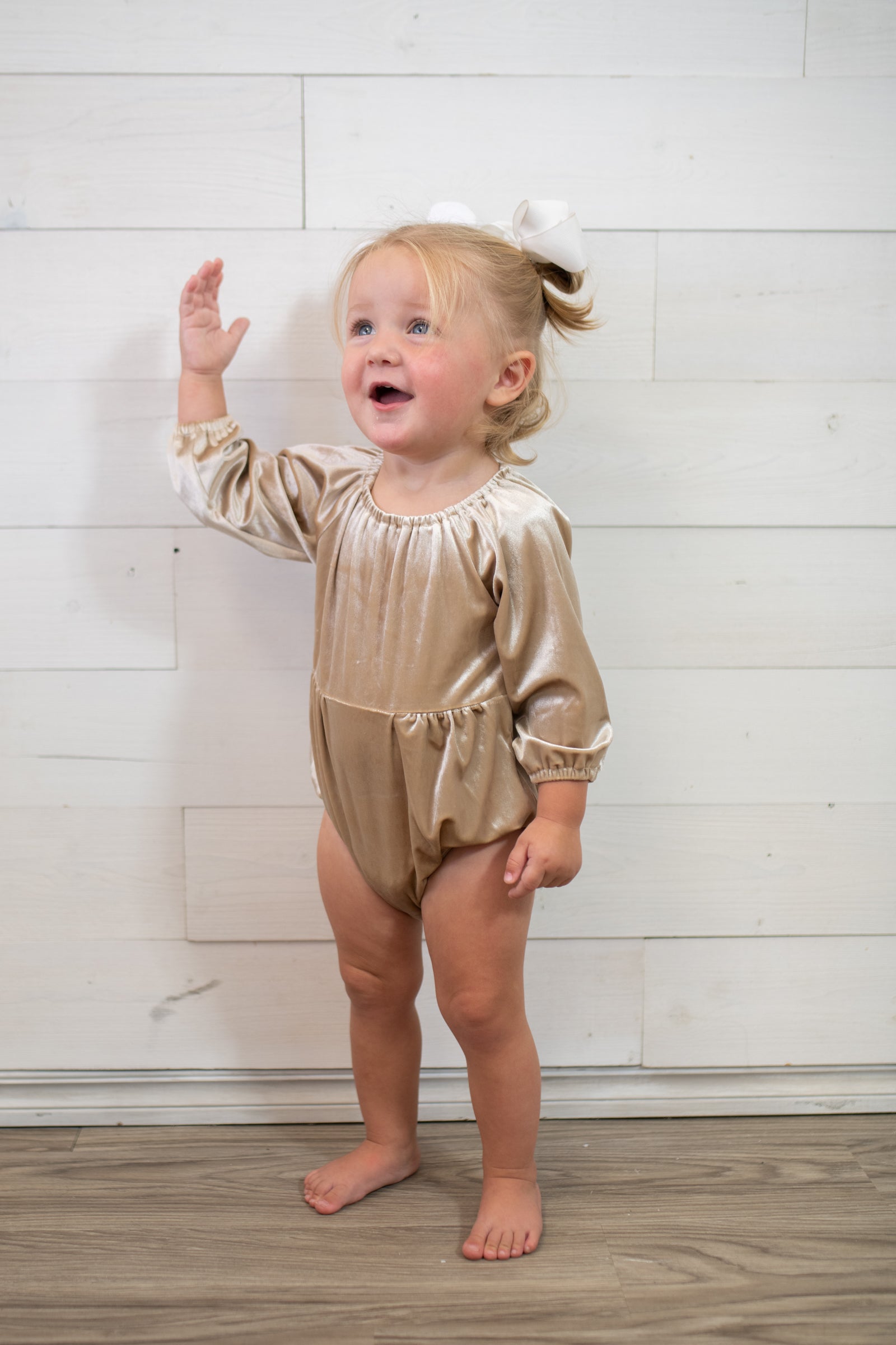 Daisy Bubble Romper-Wheat