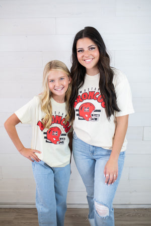 Youth Mustang Broncos Graphic Tee-Ivory