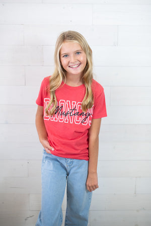 Youth Mustang Broncos Graphic Tee-Red