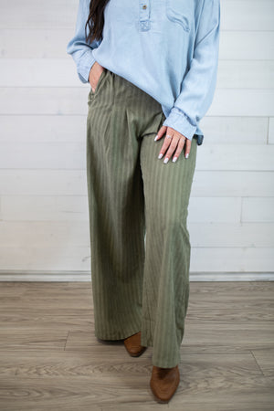 Flowy Wide Leg Pants-Olive