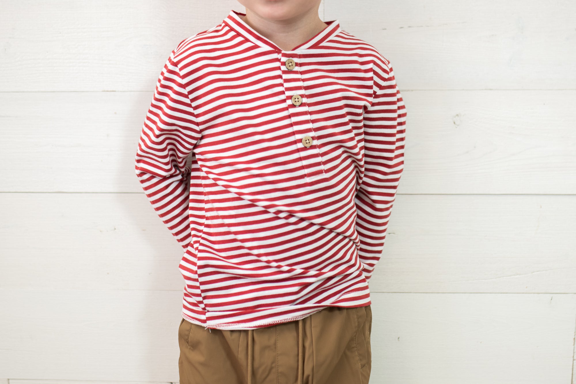 Adams Henley-Red & White