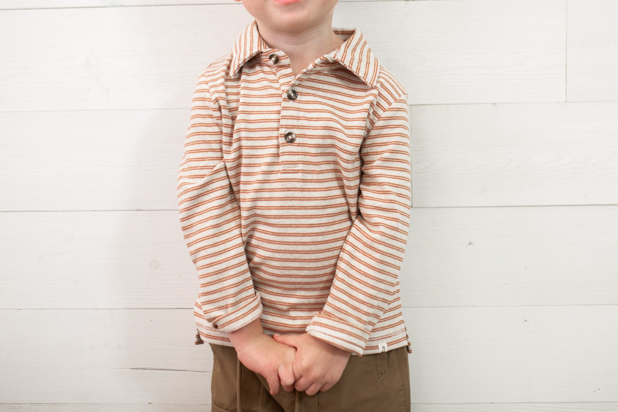 Spencer Pumpkin Beige Double Stripe Polo