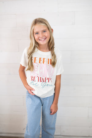 Be Brave Be You Graphic Tee-Ivory