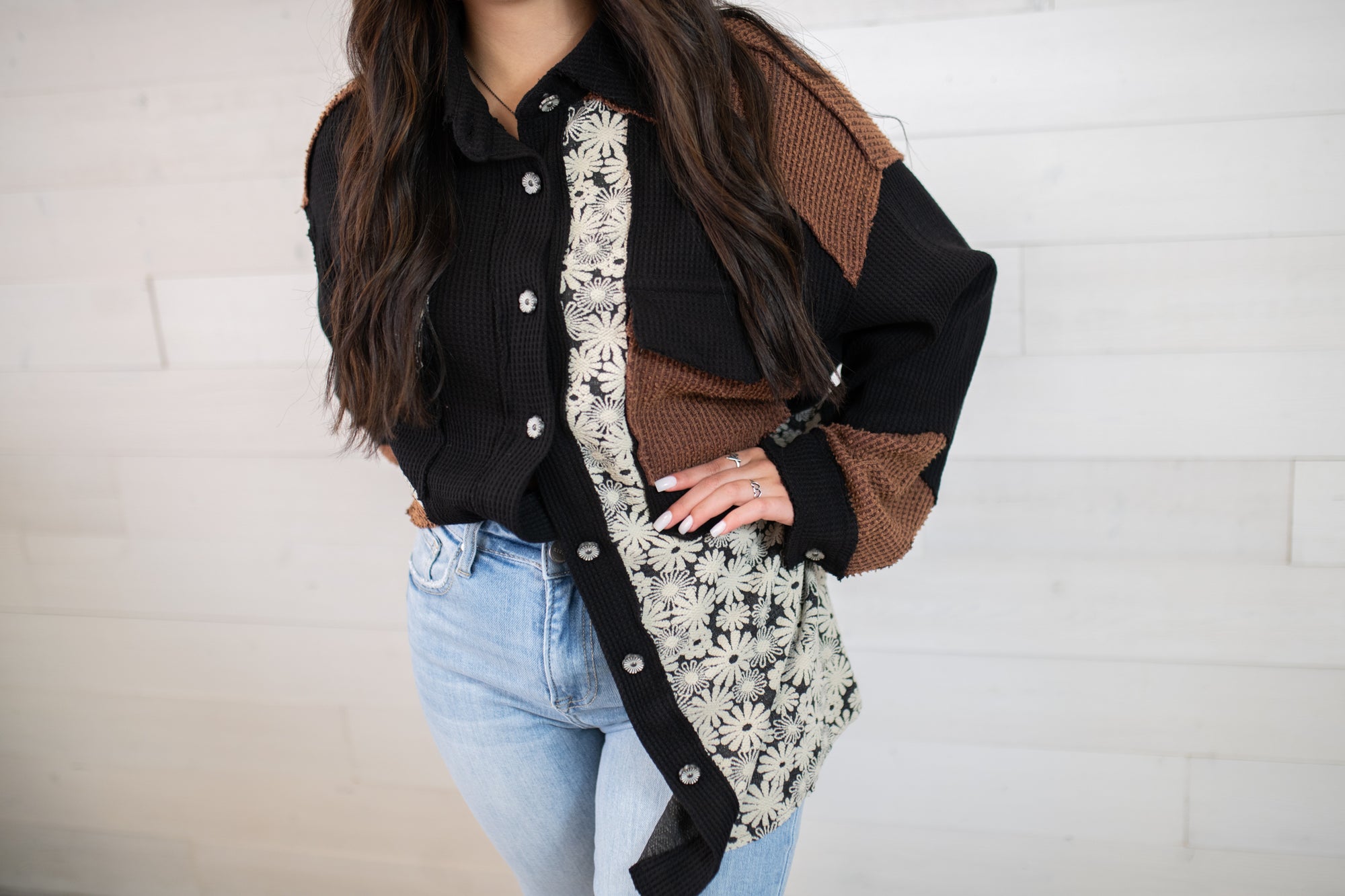 POL Floral Black Sweater