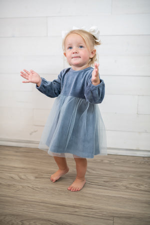 Skylar Dress Long Sleeve-Blue