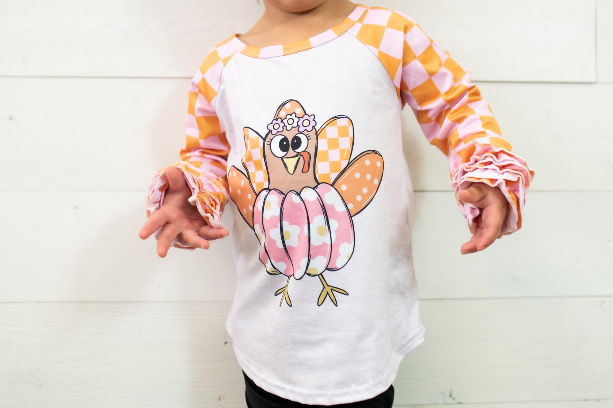 Turkey & Pumpkin Girls Raglan