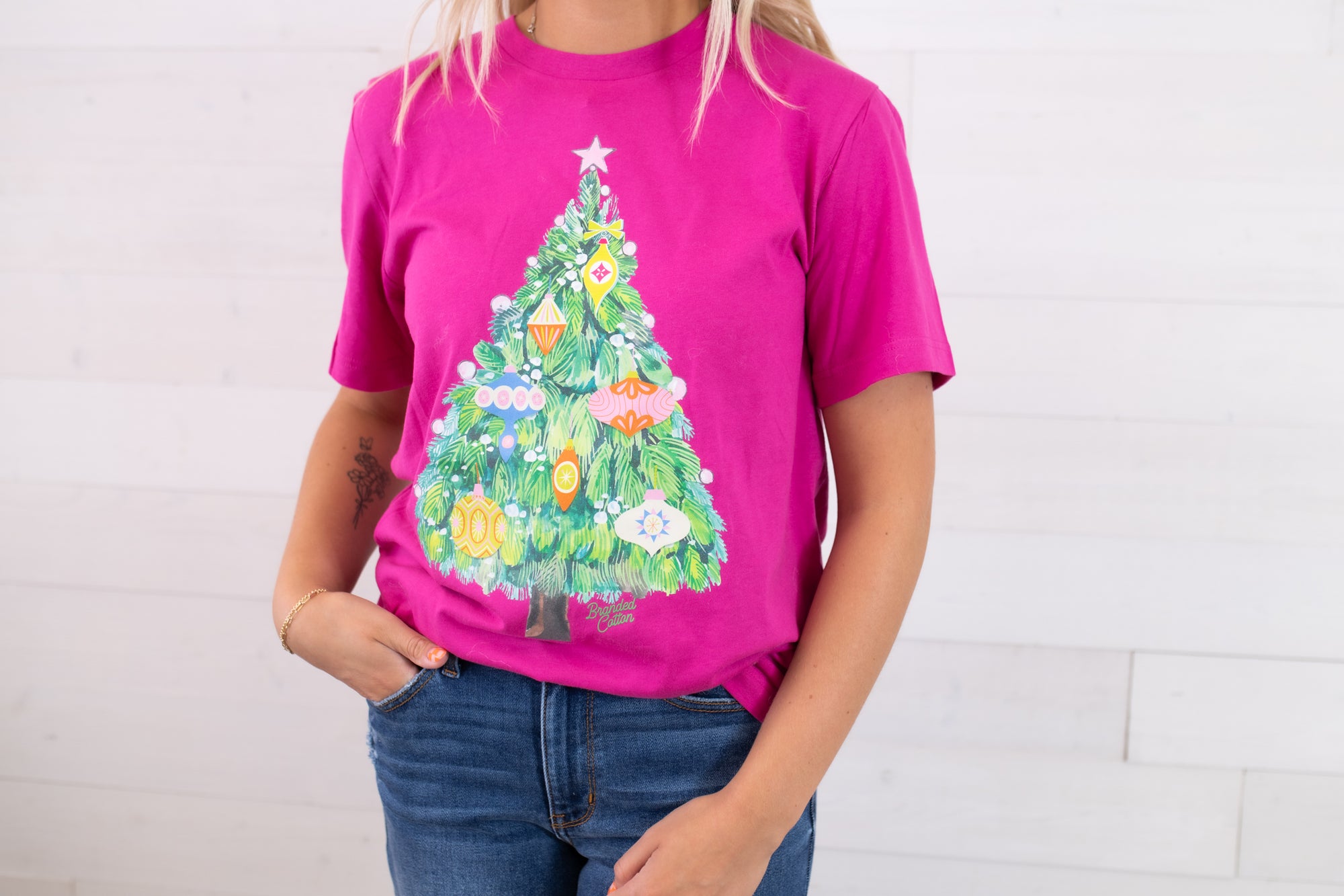 O' Christmas Tree Graphic Tee-Purple