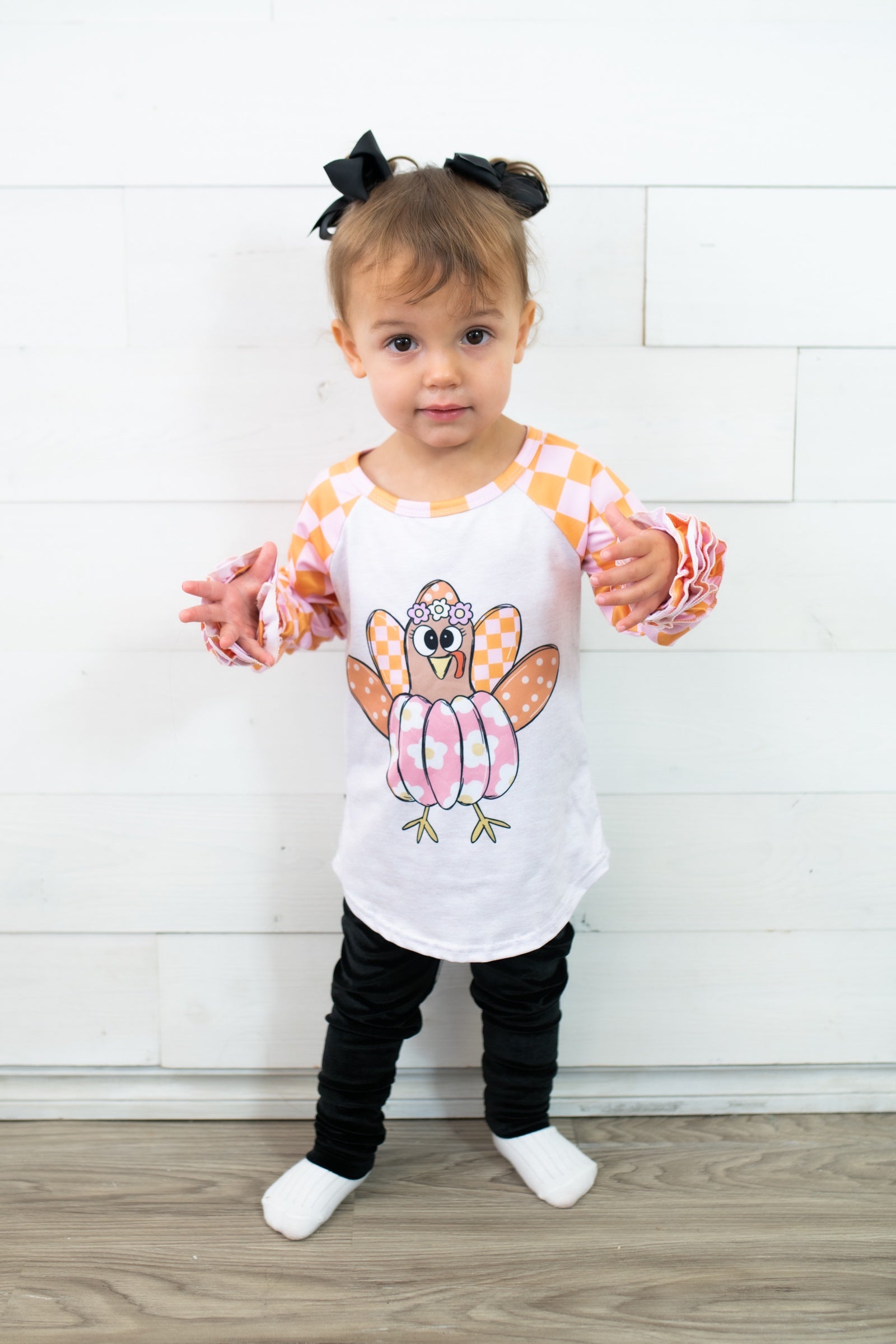 Turkey & Pumpkin Girls Raglan