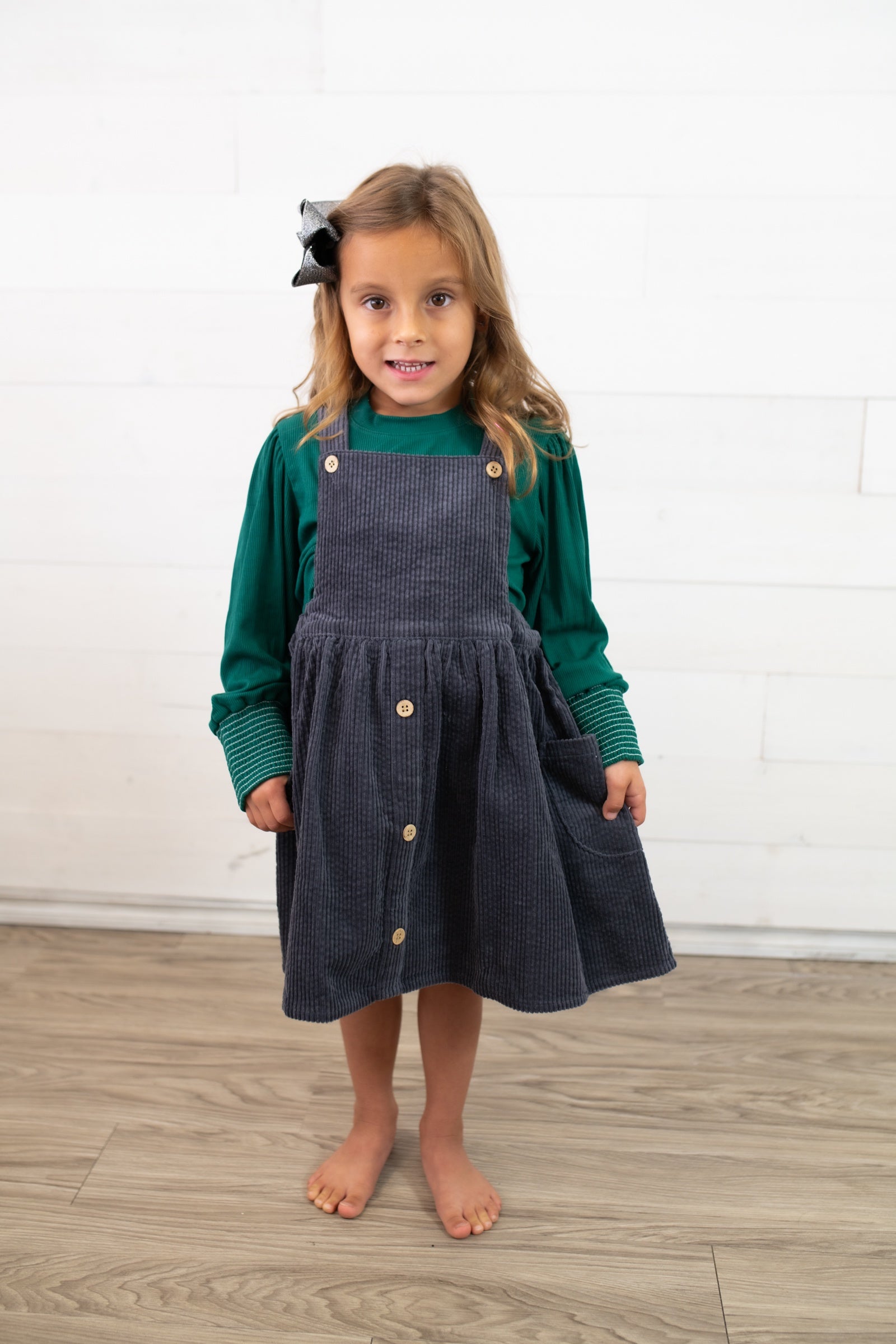 Vignette Autumn Pinafore-Charcoal Blue