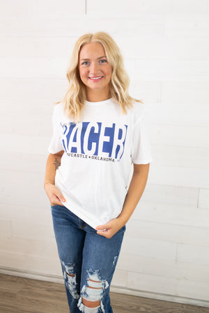 Happy To Be A Newcastle Racer Graphic Tee-White