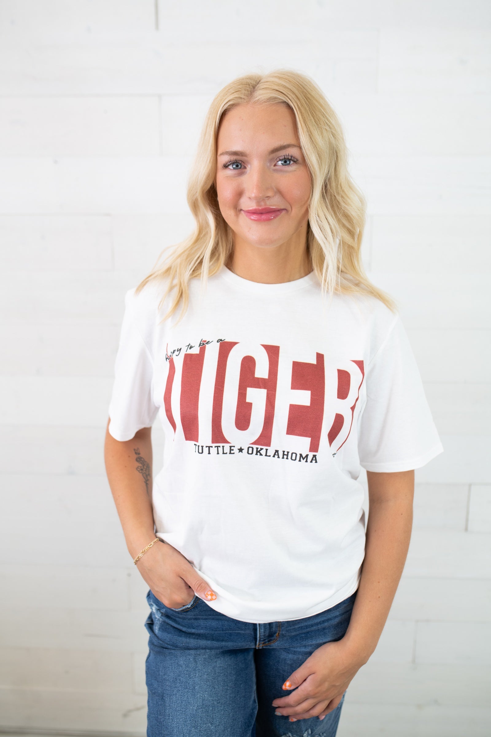 Happy To Be A Tiger Graphic Tee-White