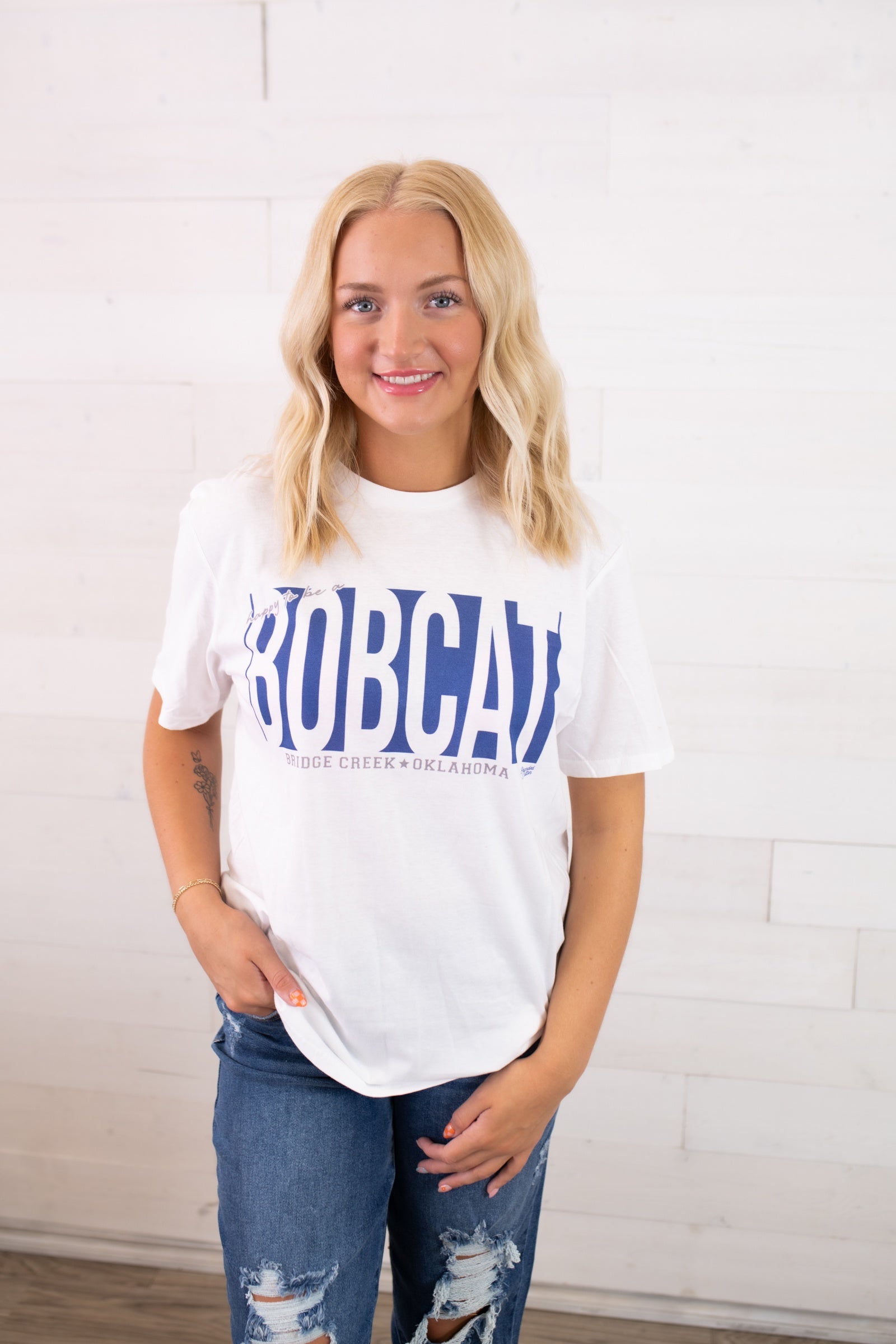 Happy To Be A Bobcat Graphic Tee-White