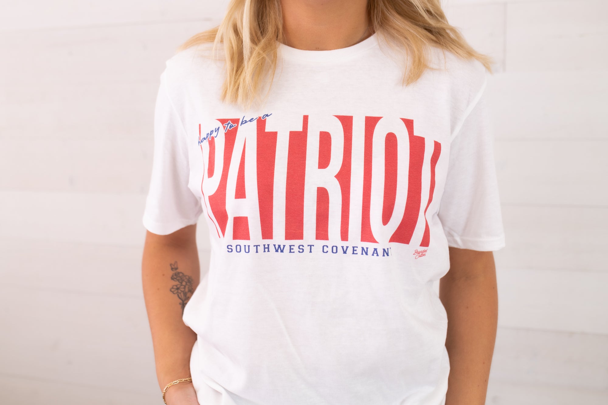 Happy To Be A Patriot Graphic Tee-White