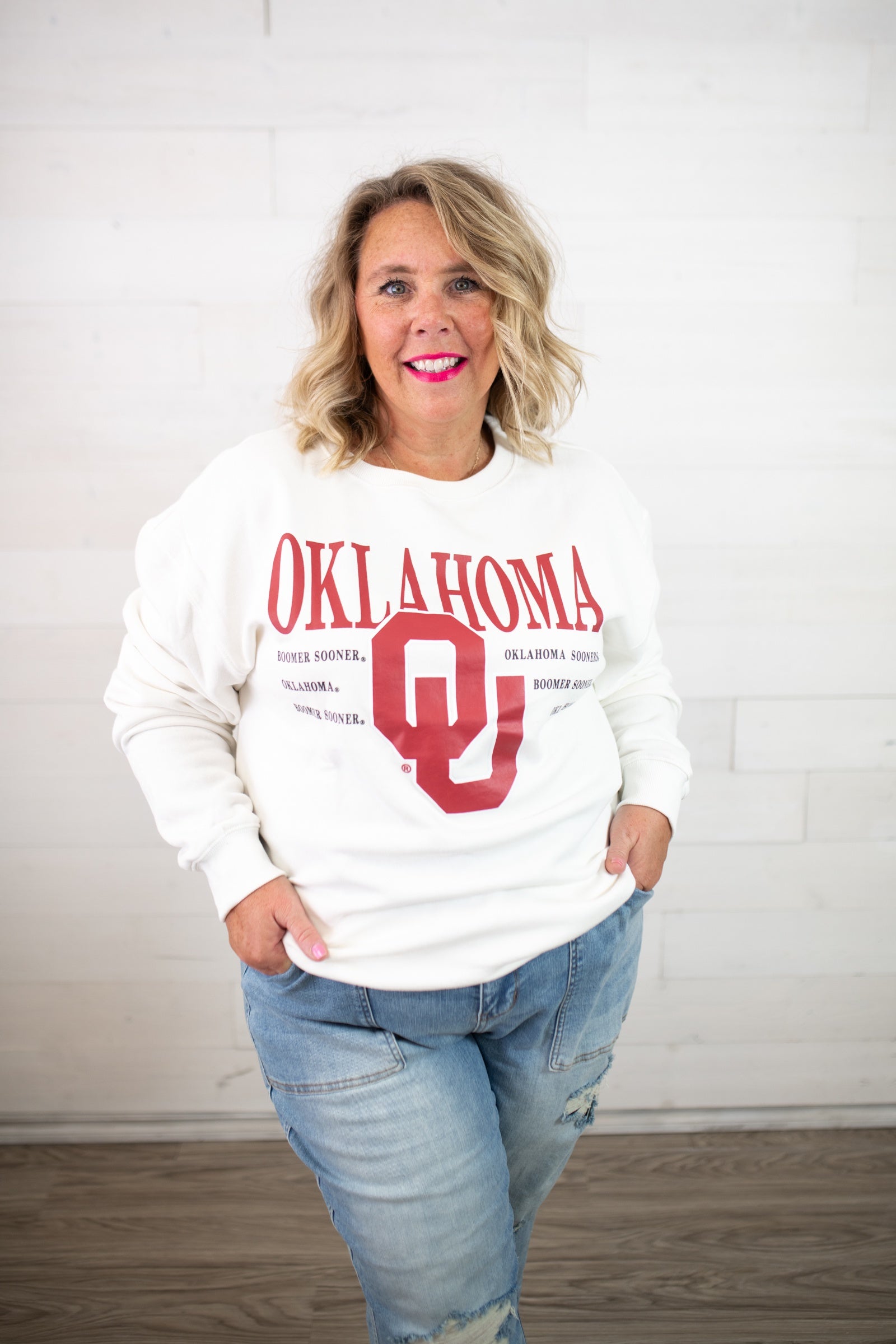 gameday SOCIAL White Oklahoma Crewneck Sweatshirt