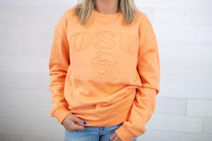 gameday SOCIAL Orange Oklahoma State Embossed Sweatshirt