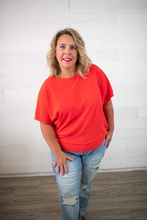 1/2 Sleeve Red Coral Top