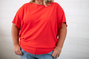 1/2 Sleeve Red Coral Top