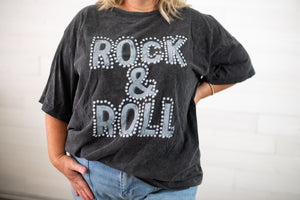 Vintage Rock N Roll Puff SS Graphic Tee-Black