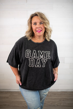 Vintage Gameday Puff SS Graphic Tee-Black