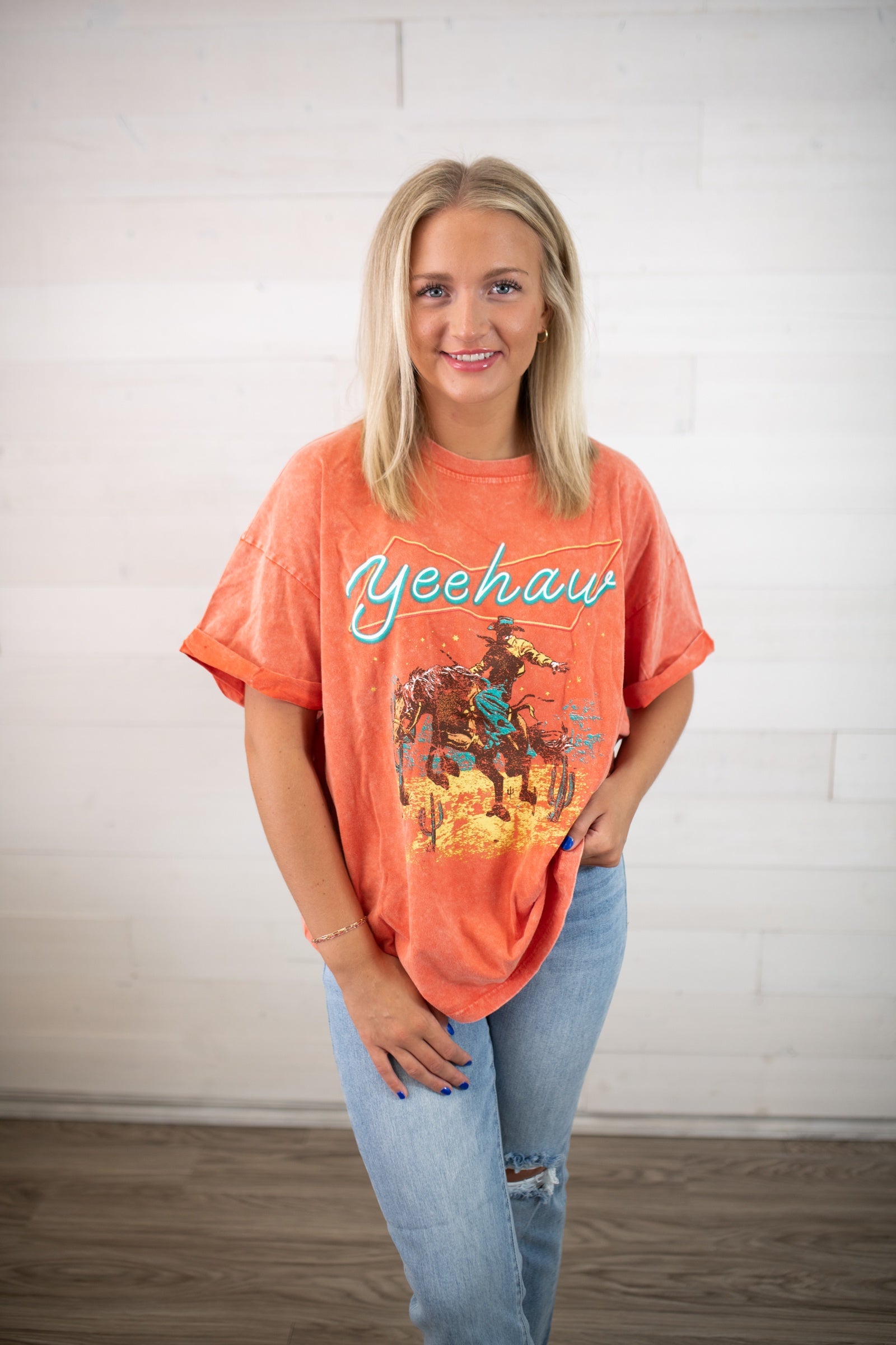 Desert Cowboy Neon Orange Graphic Tee