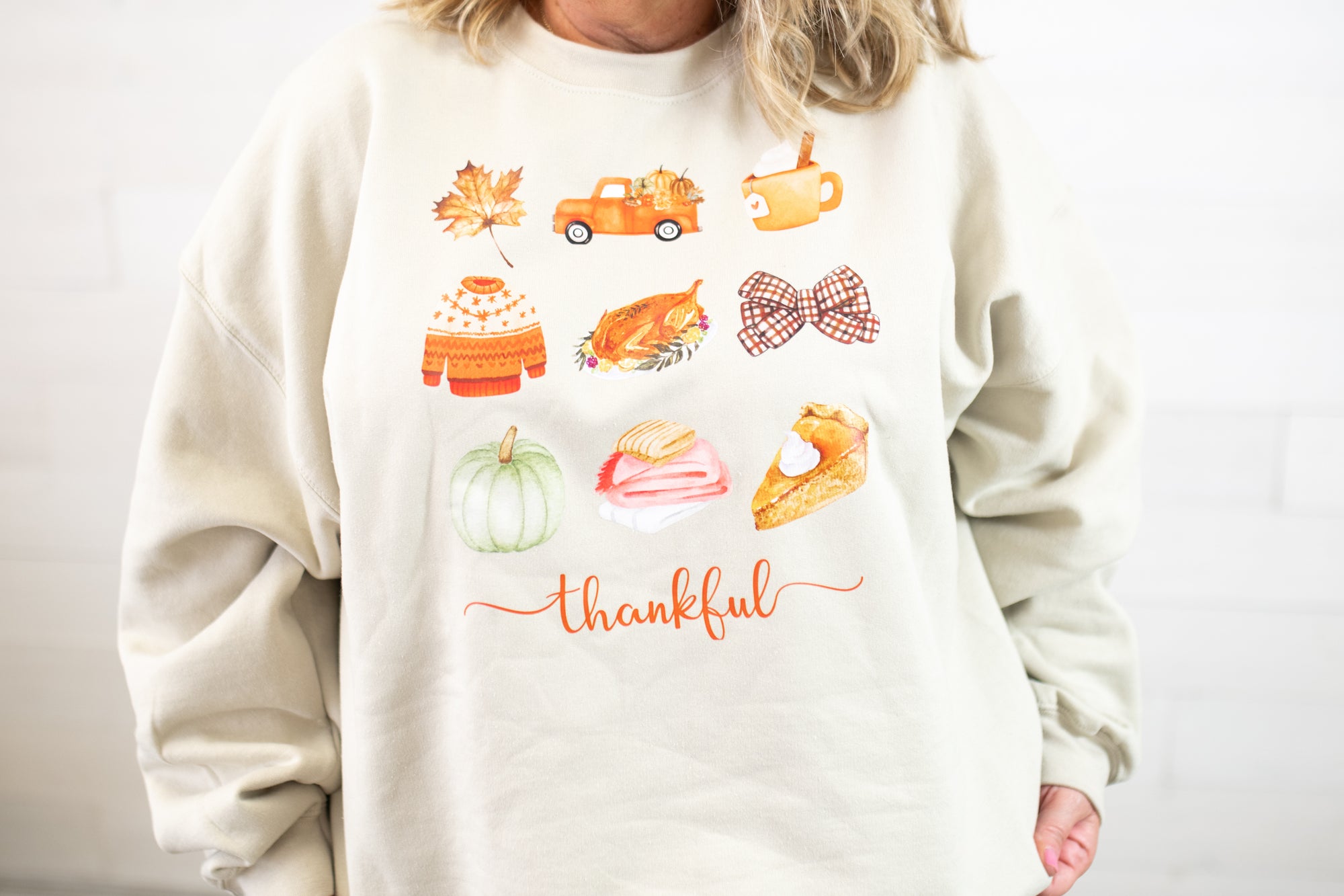 Ali Dee Thankful Sweatshirt-Sand