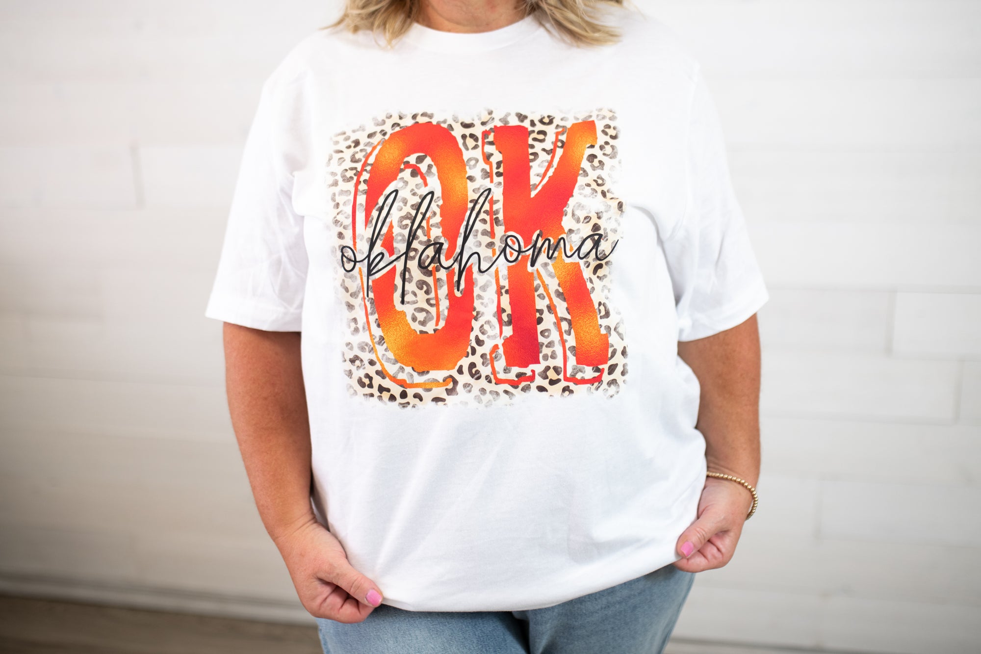 XO, Hannah OSU Leopard Graphic Tee-White