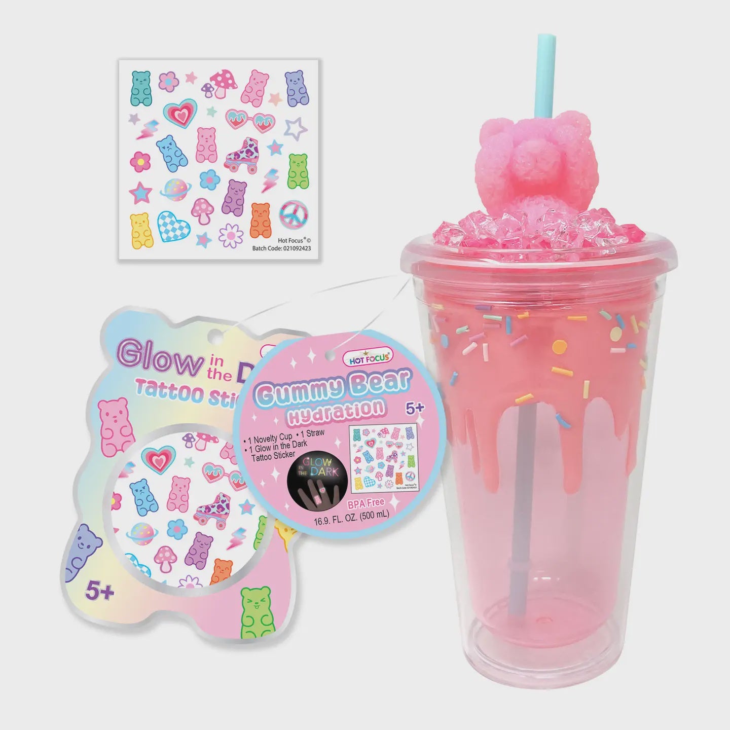 Glow In The Dark Stickers Gummy Bear Cup