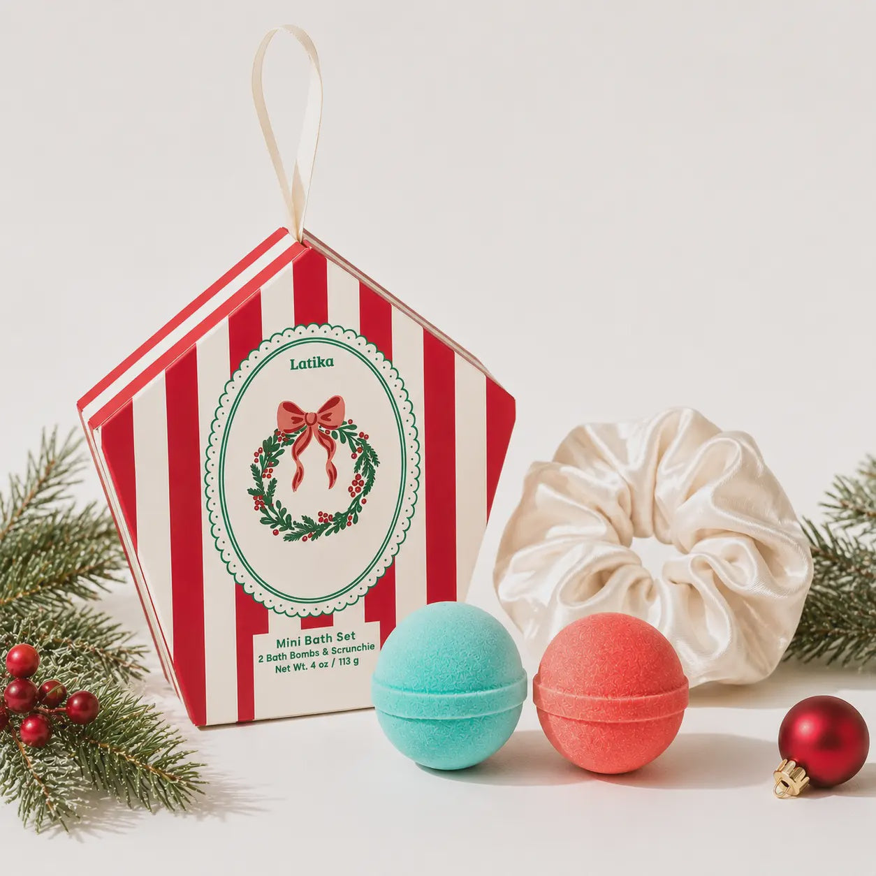 Christmas Bath Bomb Gift Set Wreath Stocking Stuffer