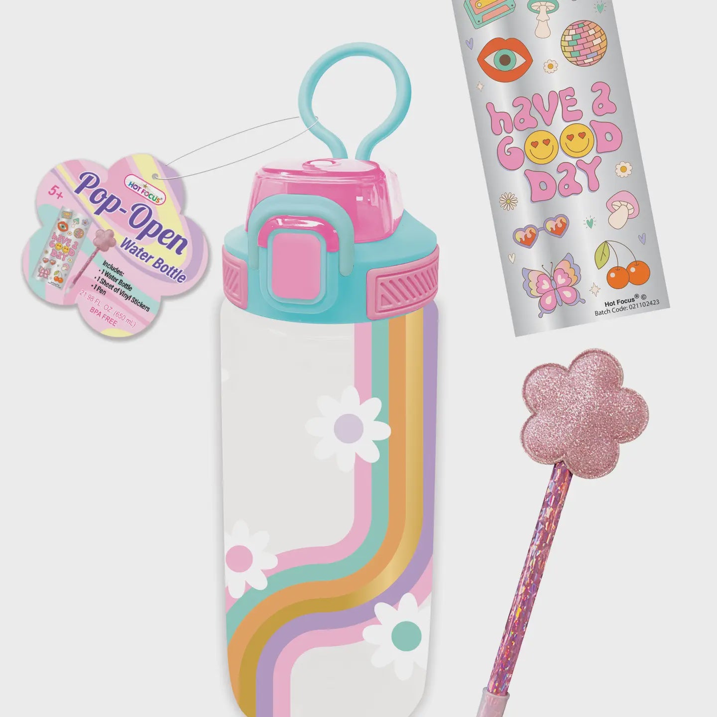 Easy Open Water Bottle Grovy Flower