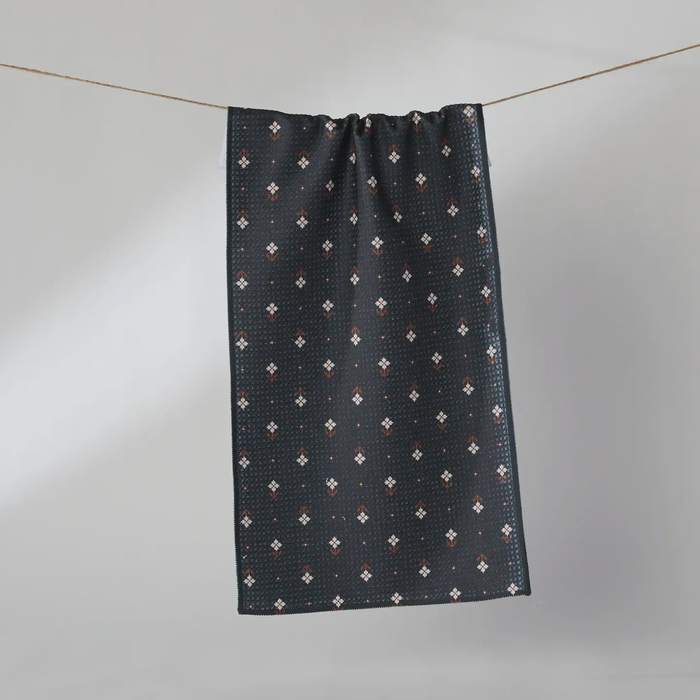 Folk Pixel Black Mini Towel