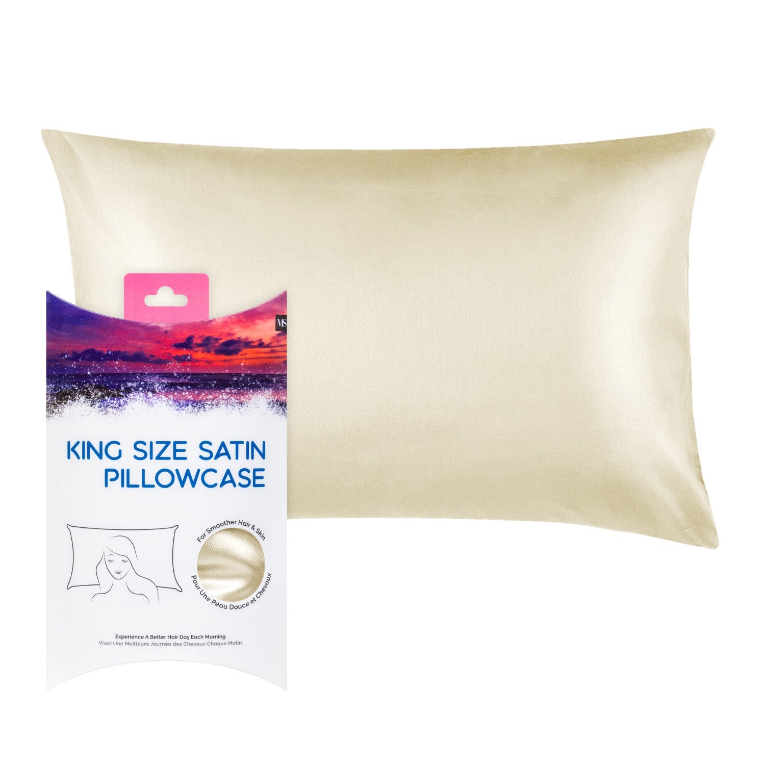 Lindo Mercer Studios King Size Satin Pillowcase-Ivory
